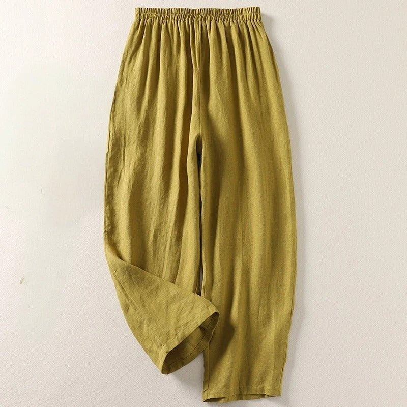 Nuvara | Soledad | Pantalón de Lino Fluido de Tiro Alto Mujer