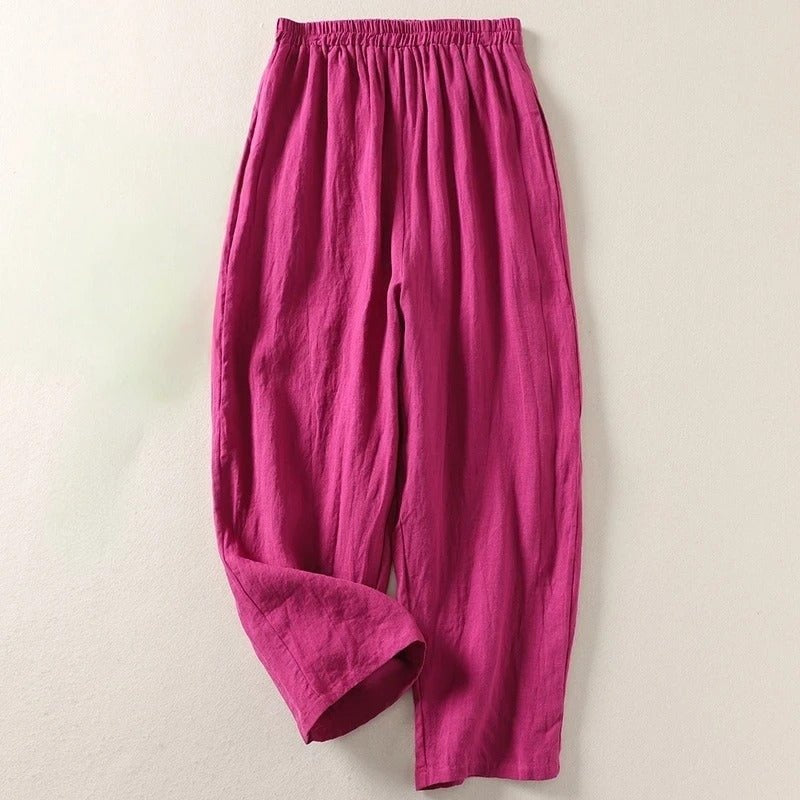 Nuvara | Soledad | Pantalón de Lino Fluido de Tiro Alto Mujer