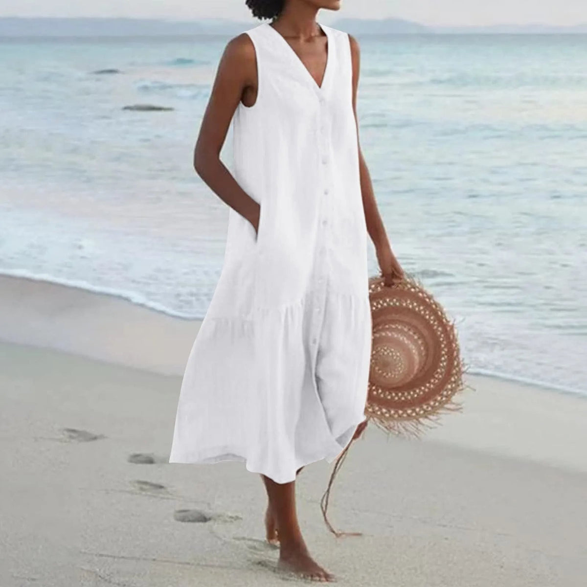 Nuvara | Soledad | Vestido Largo de Verano Mujer Escote V Tirantes