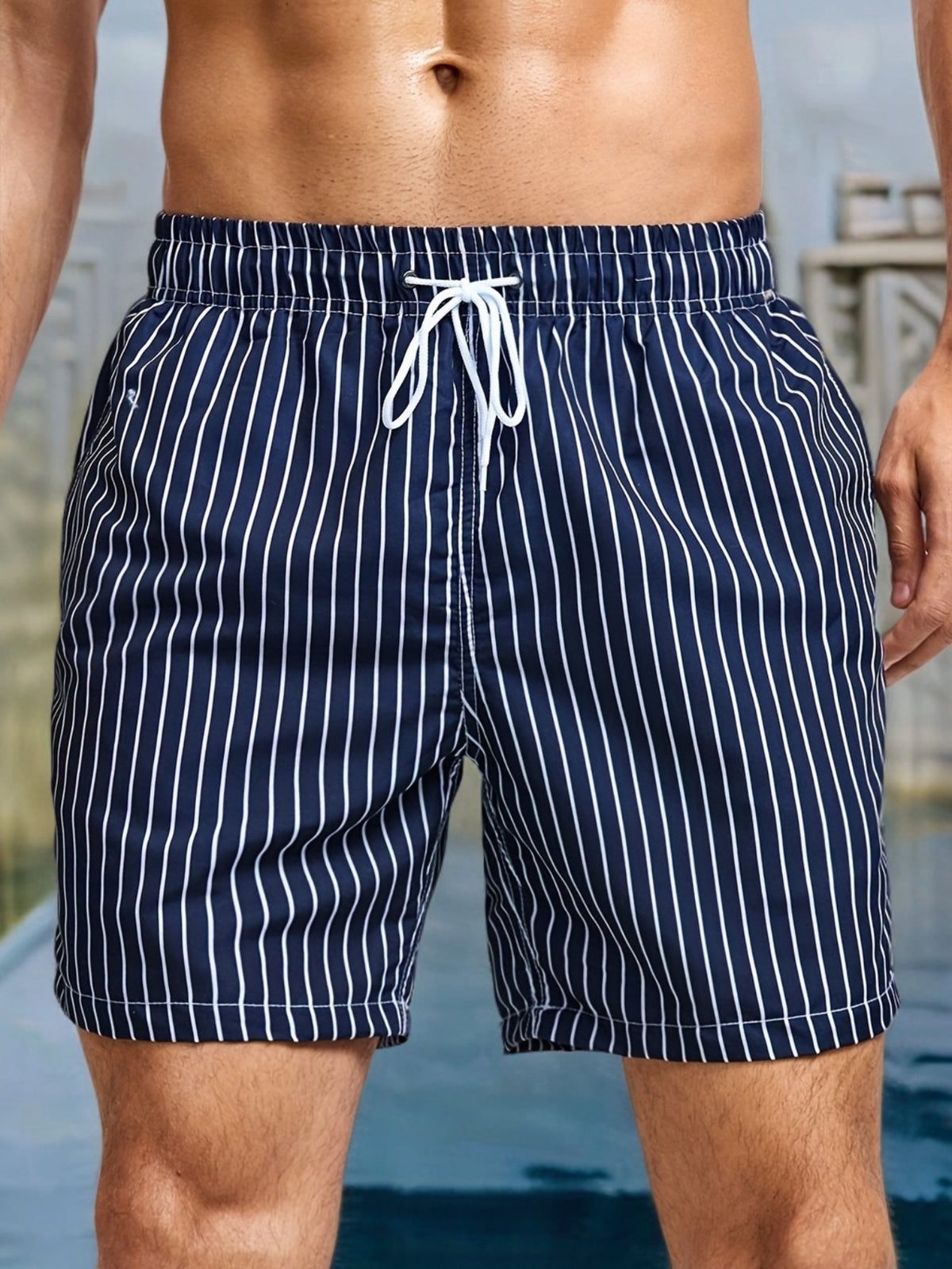 Tomás | Bañador Corto a Rayas Hombre Cordón Ajustable