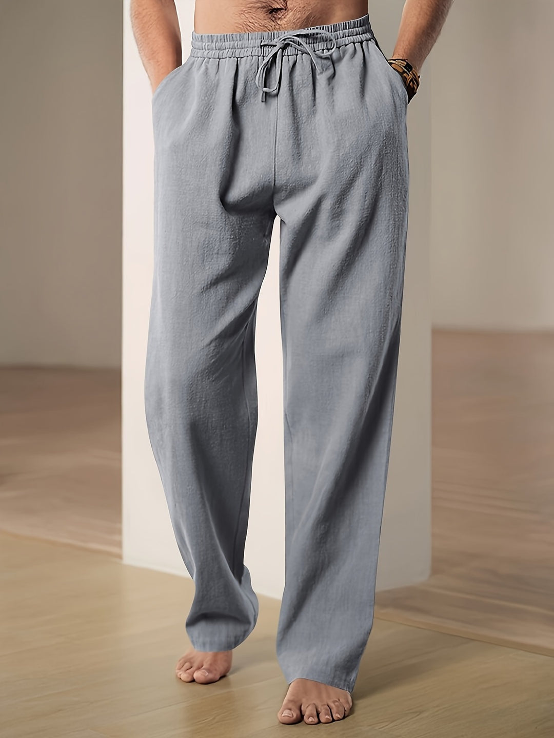 Tomás | Pantalón de Lino Hombre Cintura Elástica Corte Recto