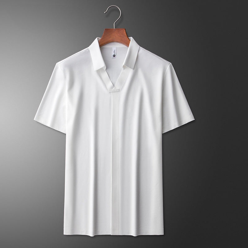 Tomás | Polo de Algodón y Seda de Manga Corta Hombre Cuello Solapa