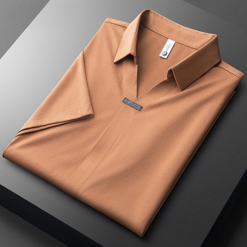 Tomás | Polo de Algodón y Seda de Manga Corta Hombre Cuello Solapa