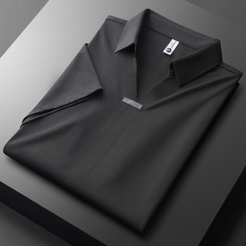 Tomás | Polo de Algodón y Seda de Manga Corta Hombre Cuello Solapa