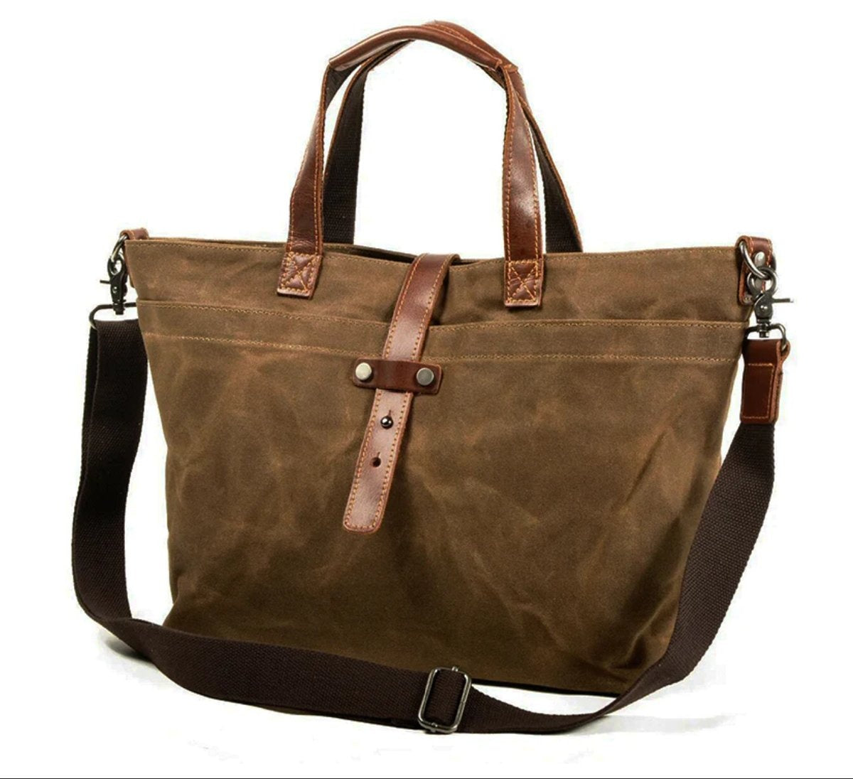 Nuvara | Triana | Tote Bag de Lona Encerada con Detalles de Cuero Mujer Bandolera