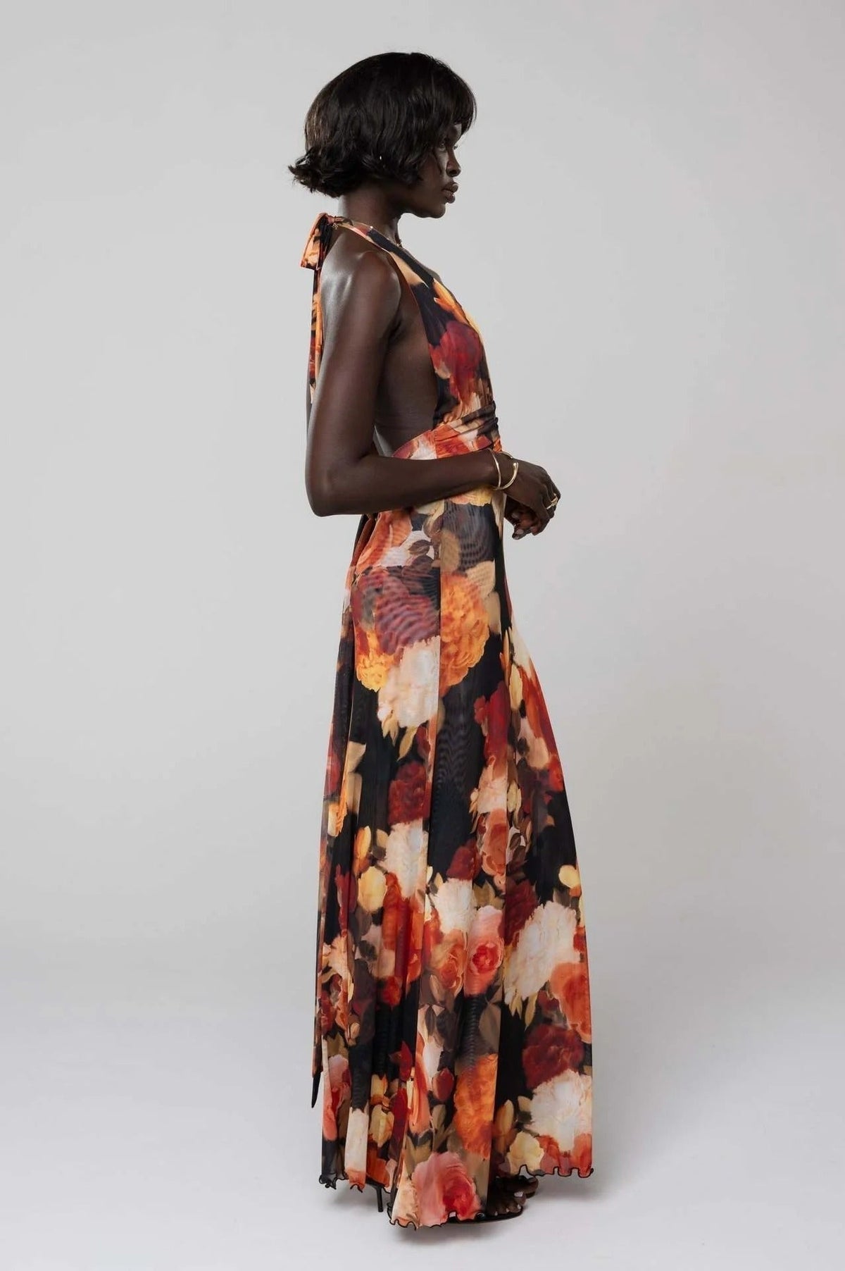 Nuvara | Triana | Vestido Largo de Lunares Mujer Halter Escote V Profundo