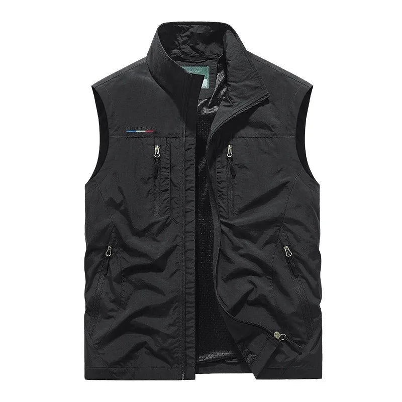 Nuvara | Unai | Chaleco Multibolsillo de Nylon Hombre Cuello Alto Cremallera