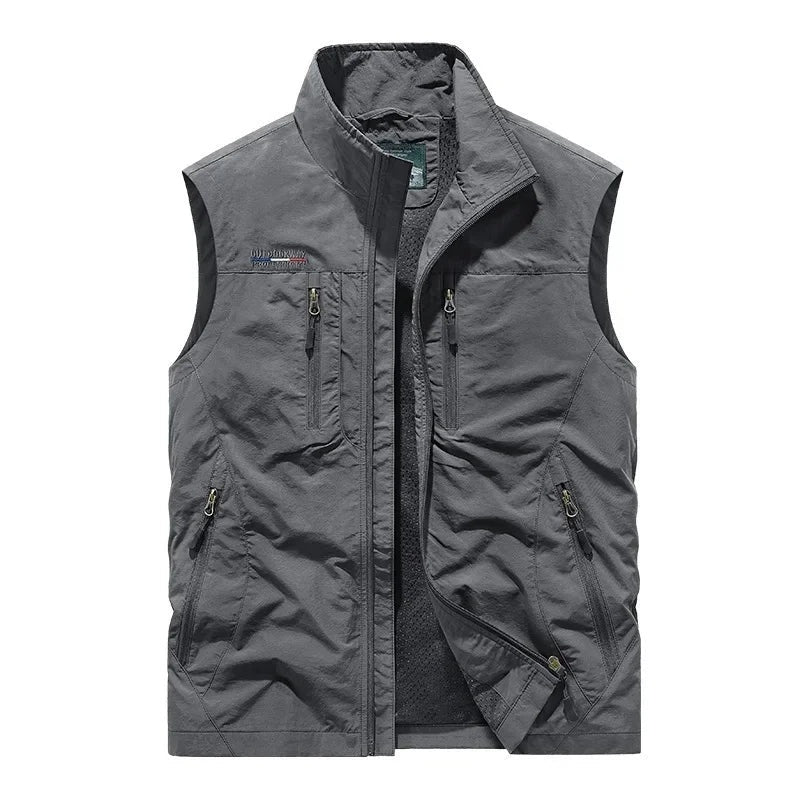 Nuvara | Unai | Chaleco Multibolsillo de Nylon Hombre Cuello Alto Cremallera