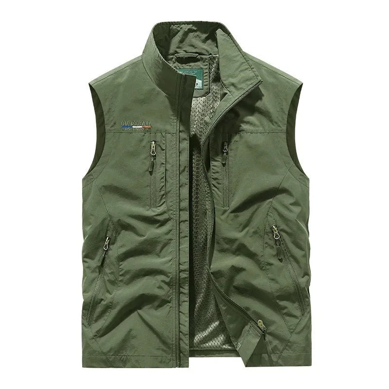 Nuvara | Unai | Chaleco Multibolsillo de Nylon Hombre Cuello Alto Cremallera