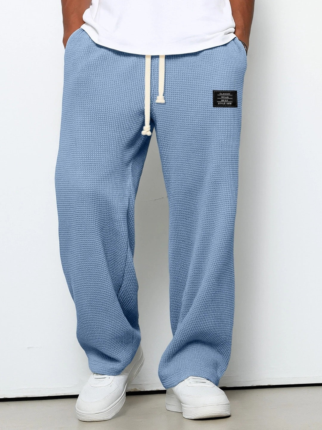 Nuvara | Unai | Pantalón Deportivo de Tejido Waffle Hombre Relaxed Fit Cordón