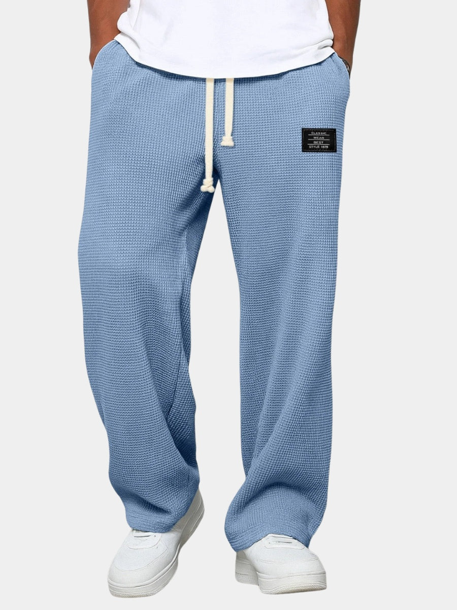 Nuvara | Unai | Pantalón Deportivo de Tejido Waffle Hombre Relaxed Fit Cordón