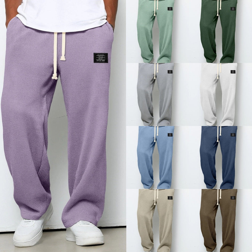 Nuvara | Unai | Pantalón Deportivo de Tejido Waffle Hombre Relaxed Fit Cordón