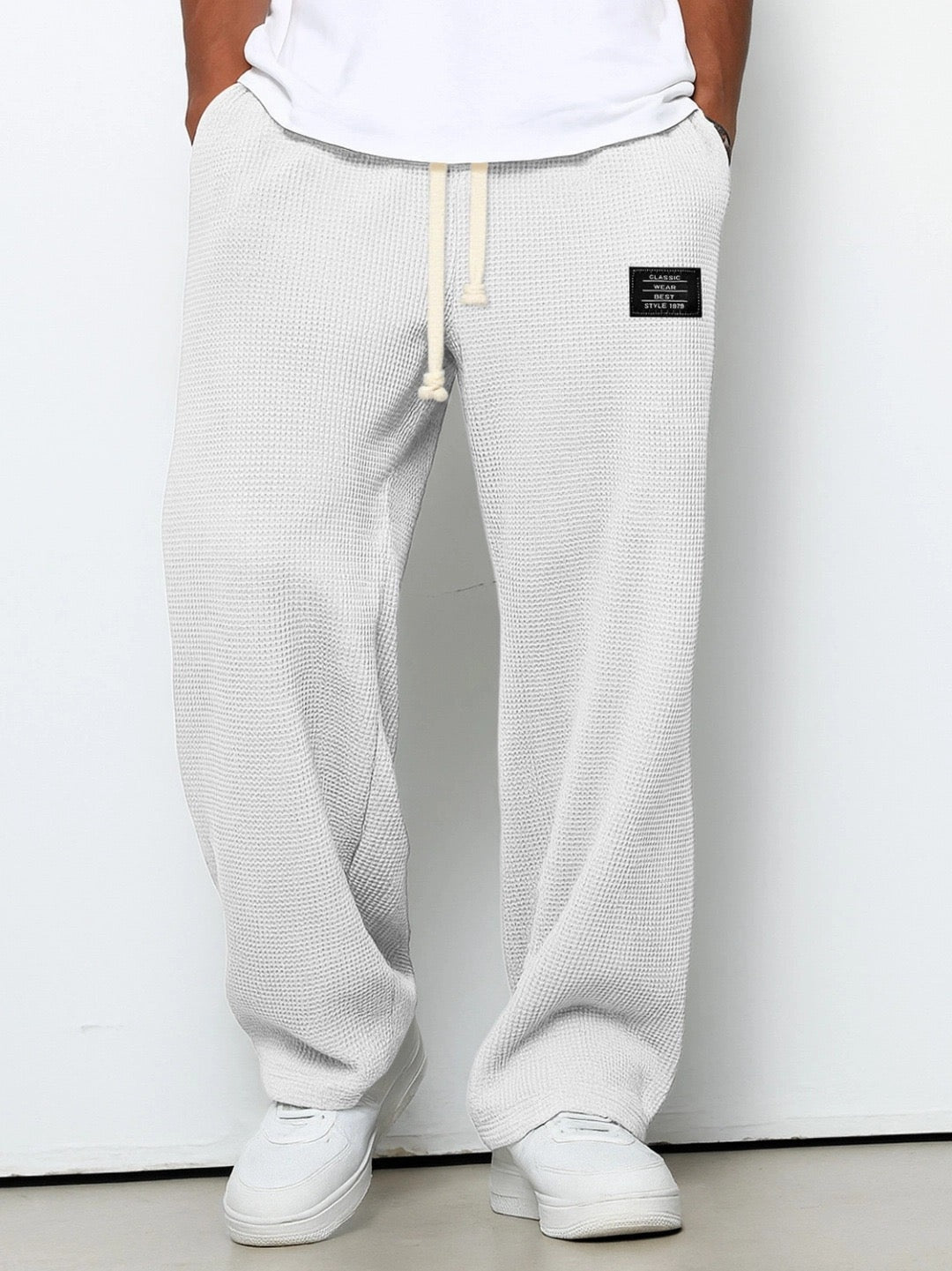 Nuvara | Unai | Pantalón Deportivo de Tejido Waffle Hombre Relaxed Fit Cordón