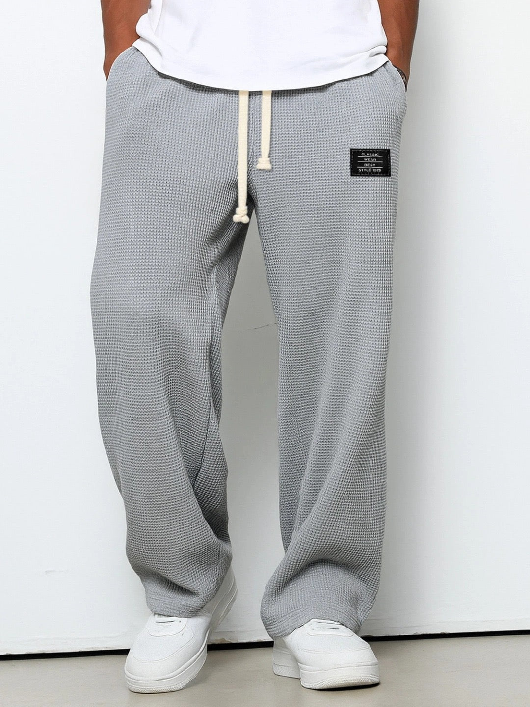 Nuvara | Unai | Pantalón Deportivo de Tejido Waffle Hombre Relaxed Fit Cordón