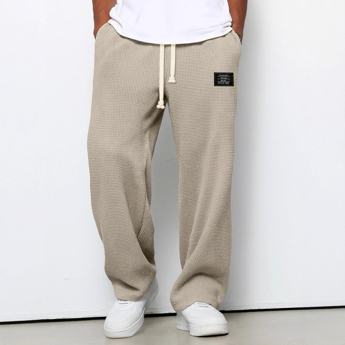 Nuvara | Unai | Pantalón Deportivo de Tejido Waffle Hombre Relaxed Fit Cordón