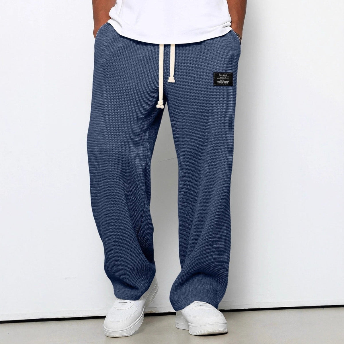 Nuvara | Unai | Pantalón Deportivo de Tejido Waffle Hombre Relaxed Fit Cordón