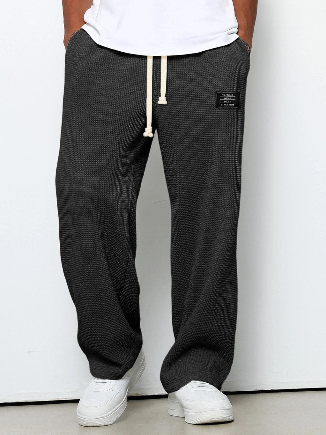 Nuvara | Unai | Pantalón Deportivo de Tejido Waffle Hombre Relaxed Fit Cordón
