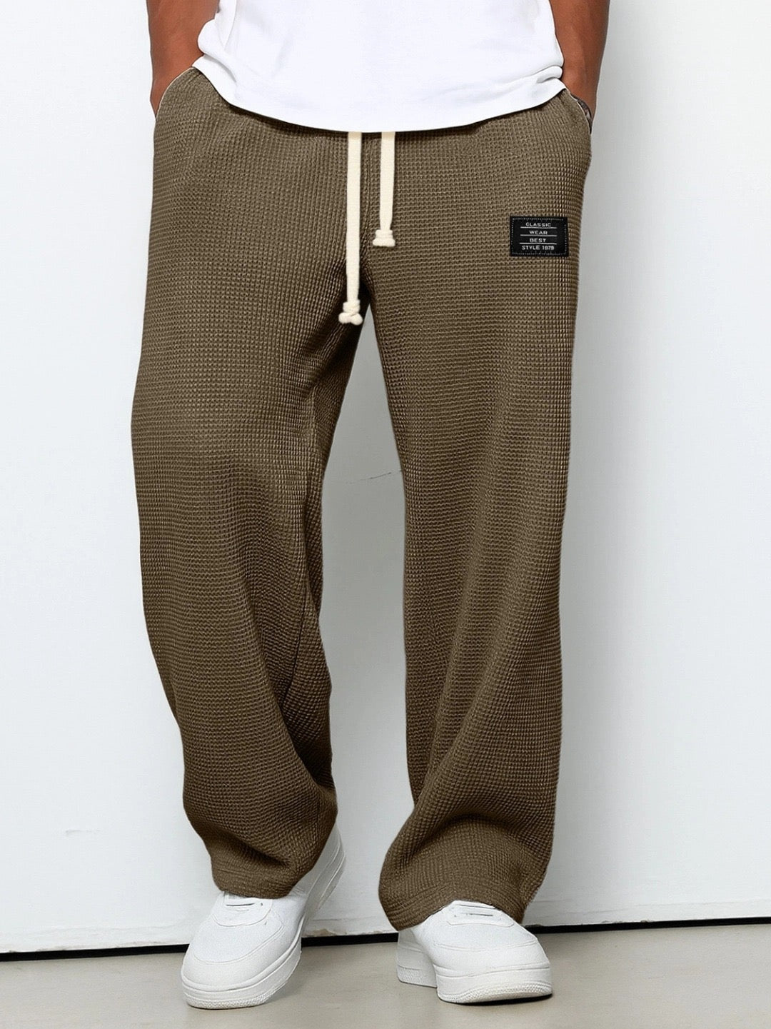 Nuvara | Unai | Pantalón Deportivo de Tejido Waffle Hombre Relaxed Fit Cordón