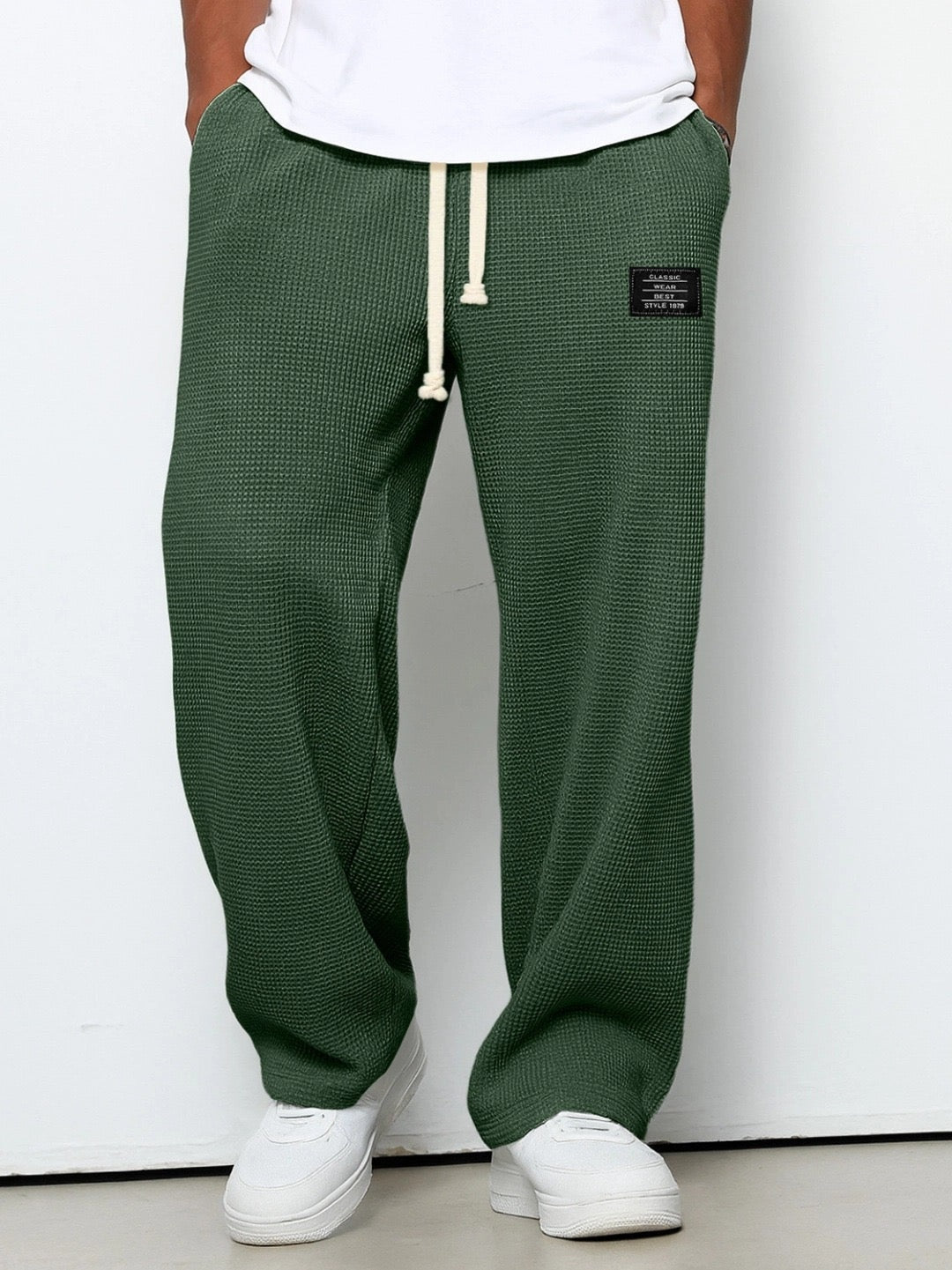 Nuvara | Unai | Pantalón Deportivo de Tejido Waffle Hombre Relaxed Fit Cordón