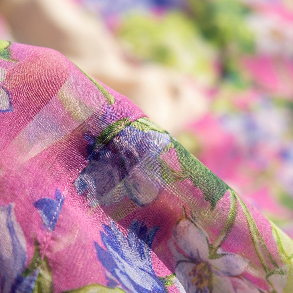 Nuvara | Uxía | Vestido Invitada de Manga Larga Mujer Un Hombro Floral