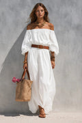 Nuvara | Vega | Vestido Largo Hombros Descubiertos Mujer Cinturón