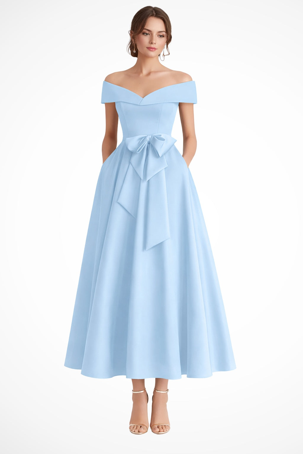 Nuvara | Esperanza | Vestido de Dama de Honor Hombros Descubiertos Mujer Cinturón