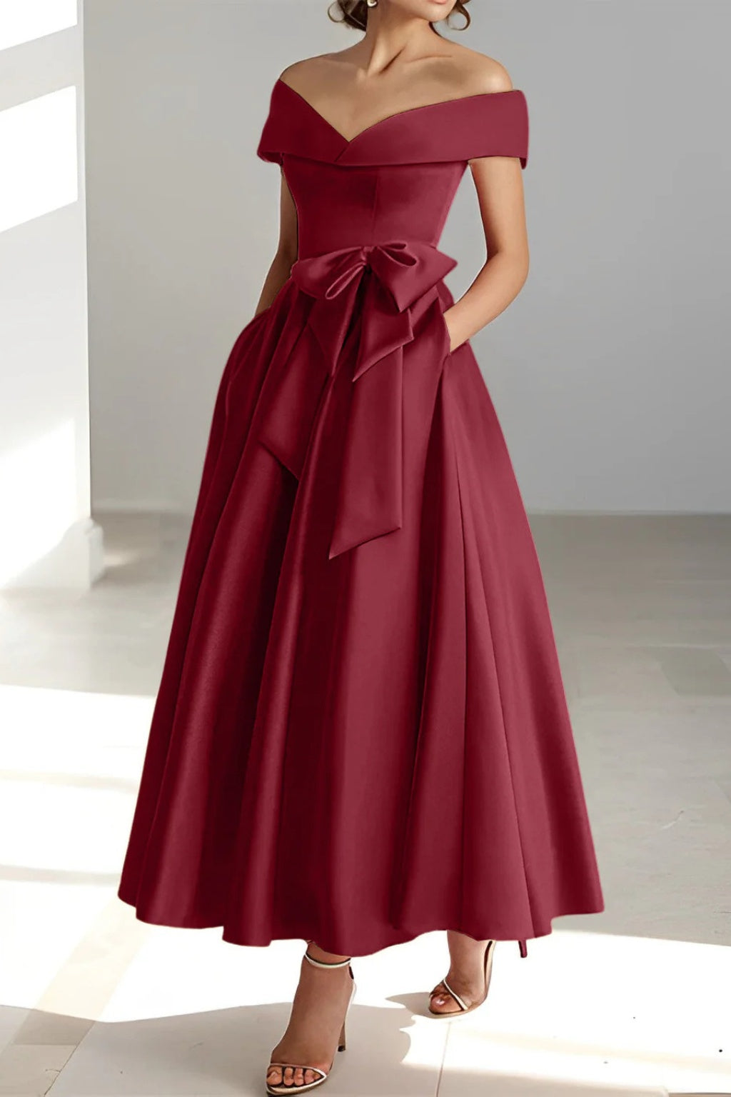 Nuvara | Esperanza | Vestido de Dama de Honor Hombros Descubiertos Mujer Cinturón