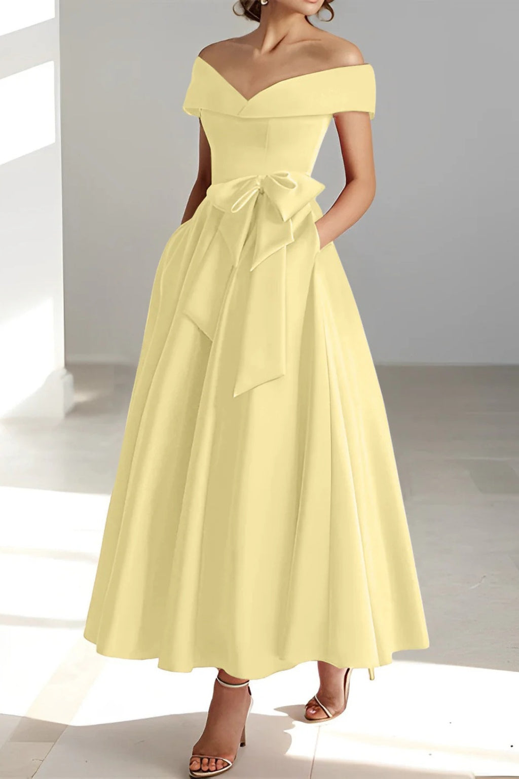 Nuvara | Esperanza | Vestido de Dama de Honor Hombros Descubiertos Mujer Cinturón