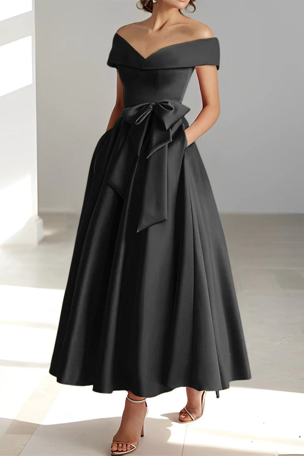 Nuvara | Esperanza | Vestido de Dama de Honor Hombros Descubiertos Mujer Cinturón