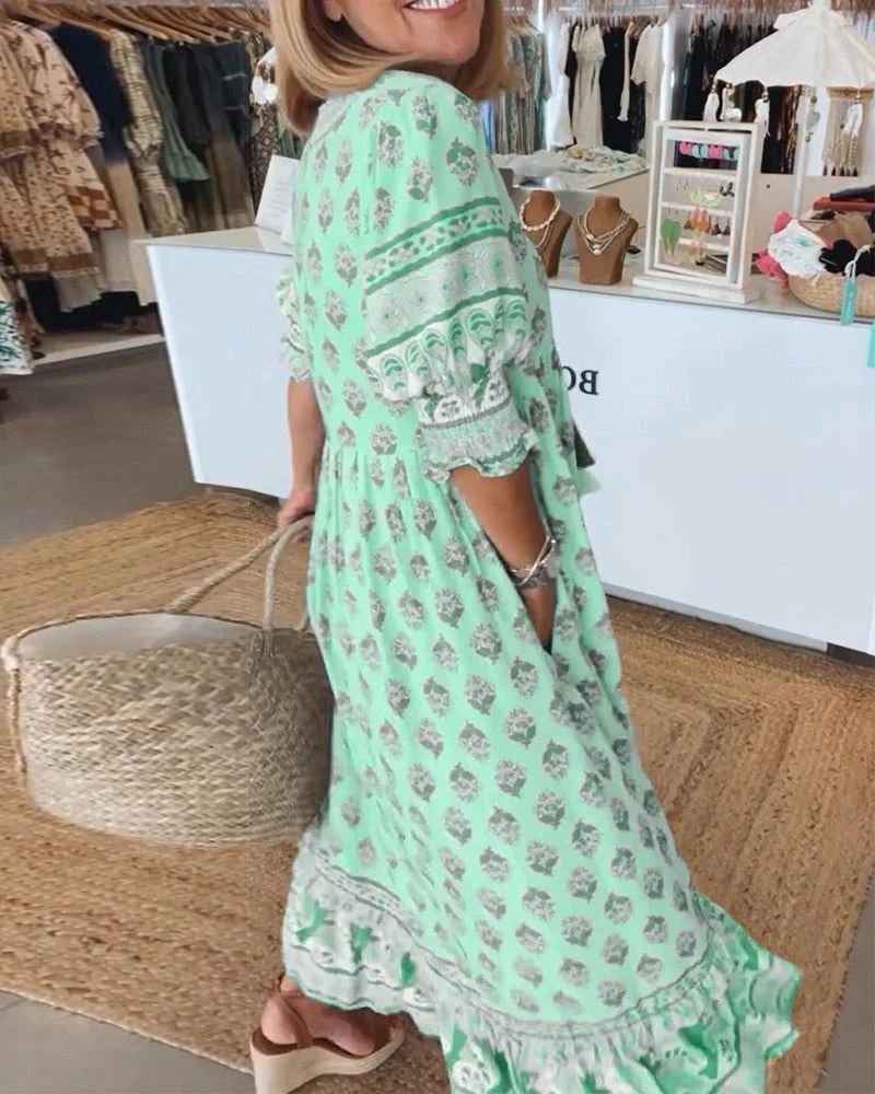 Nuvara | Leticia | Vestido Largo de Verano Boho Estampado Mujer