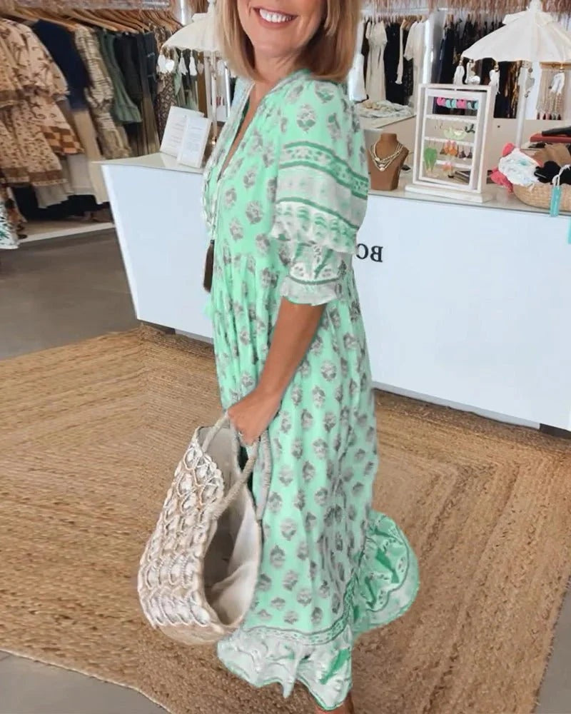 Nuvara | Leticia | Vestido Largo de Verano Boho Estampado Mujer