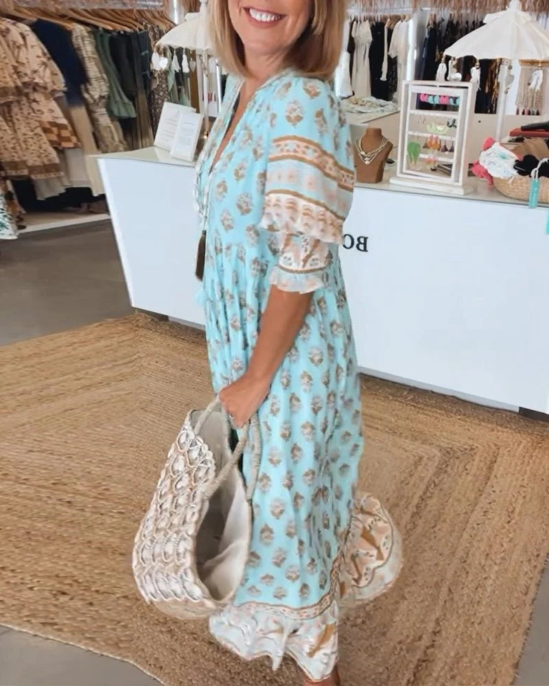 Nuvara | Leticia | Vestido Largo de Verano Boho Estampado Mujer