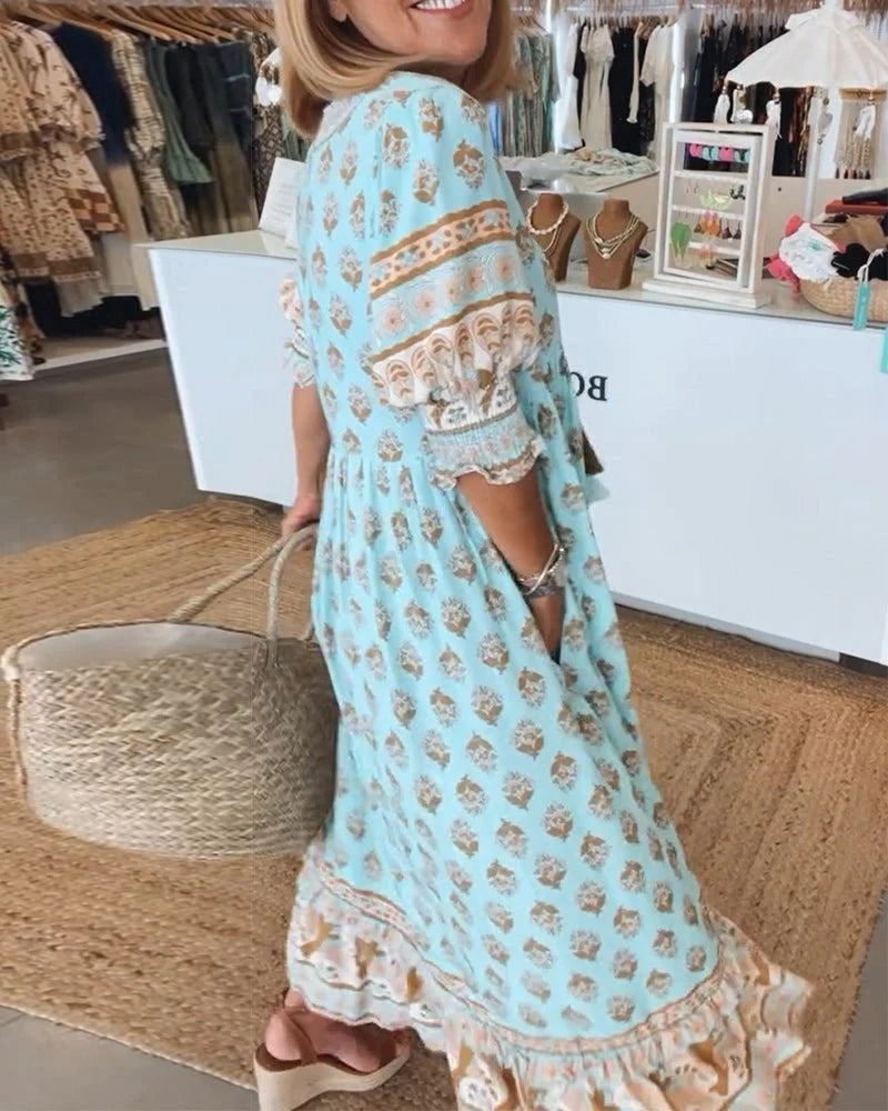 Nuvara | Leticia | Vestido Largo de Verano Boho Estampado Mujer