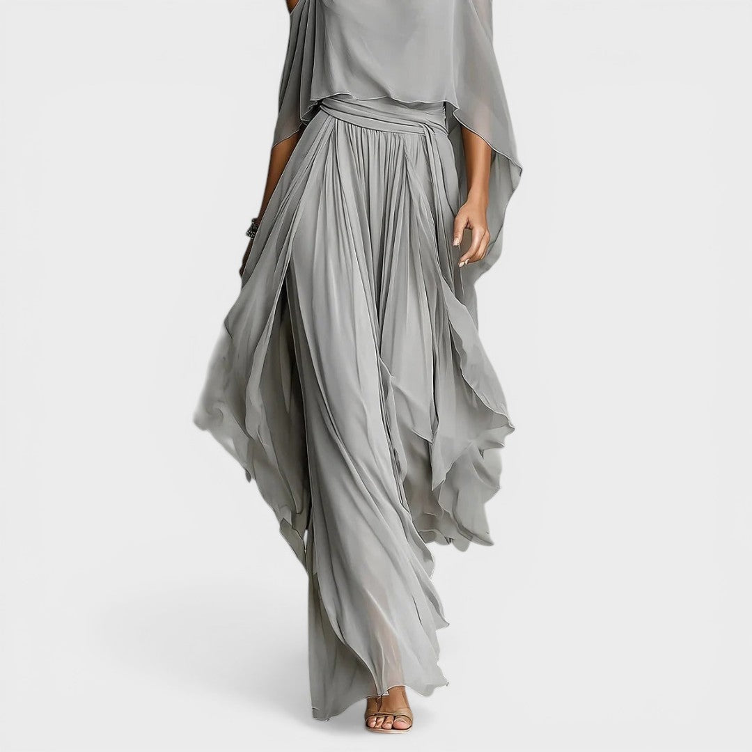 Nuvara | Maite | Vestido Largo de Fiesta Drapeado Mujer Hombros Descubiertos