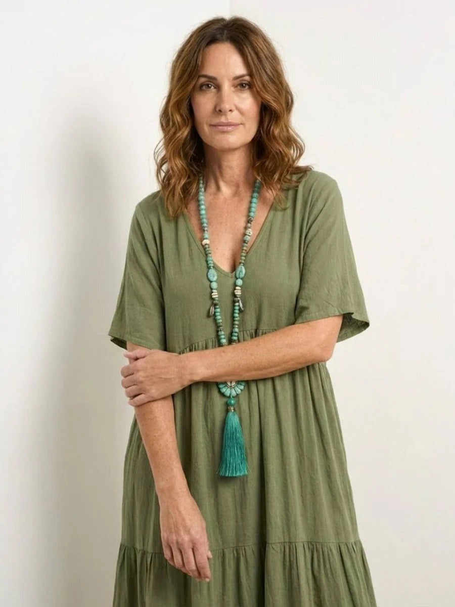 Nuvara | Esperanza | Vestido Largo de Fiesta Mujer Escote V Volantes