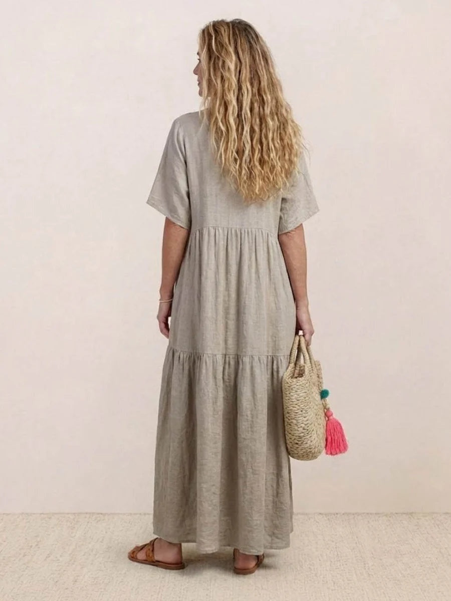 Nuvara | Esperanza | Vestido Largo de Fiesta Mujer Escote V Volantes