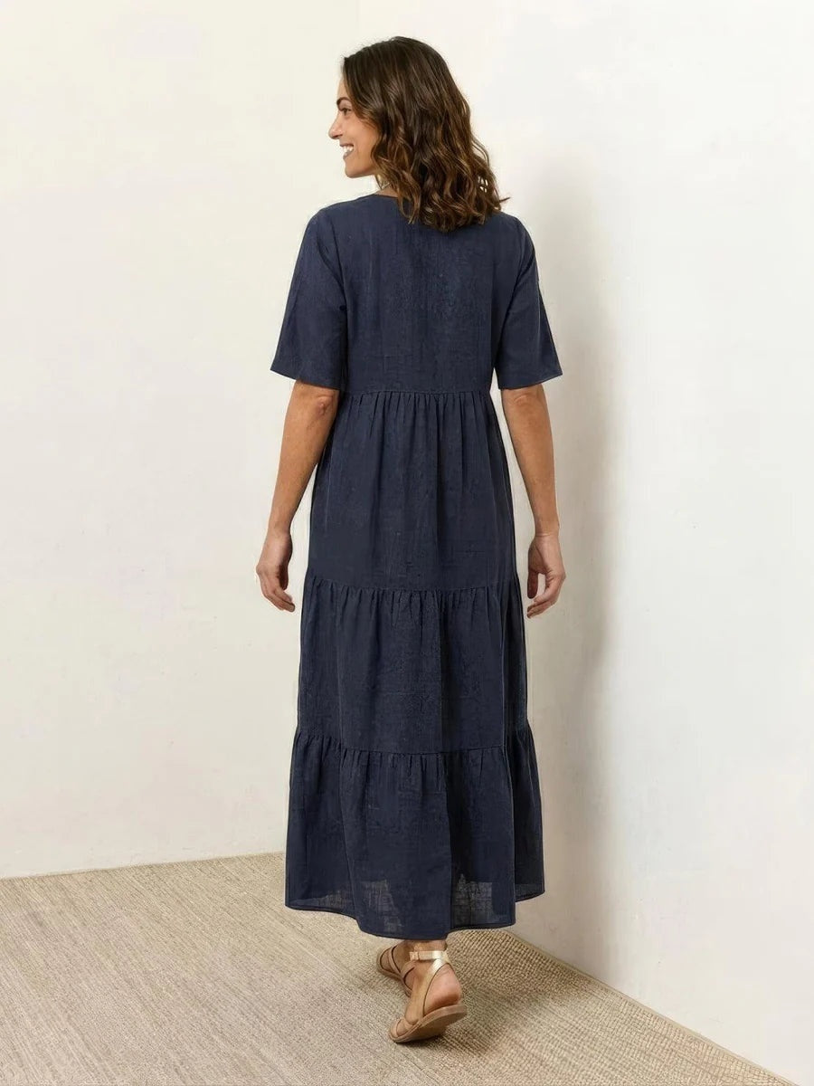 Nuvara | Esperanza | Vestido Largo de Fiesta Mujer Escote V Volantes