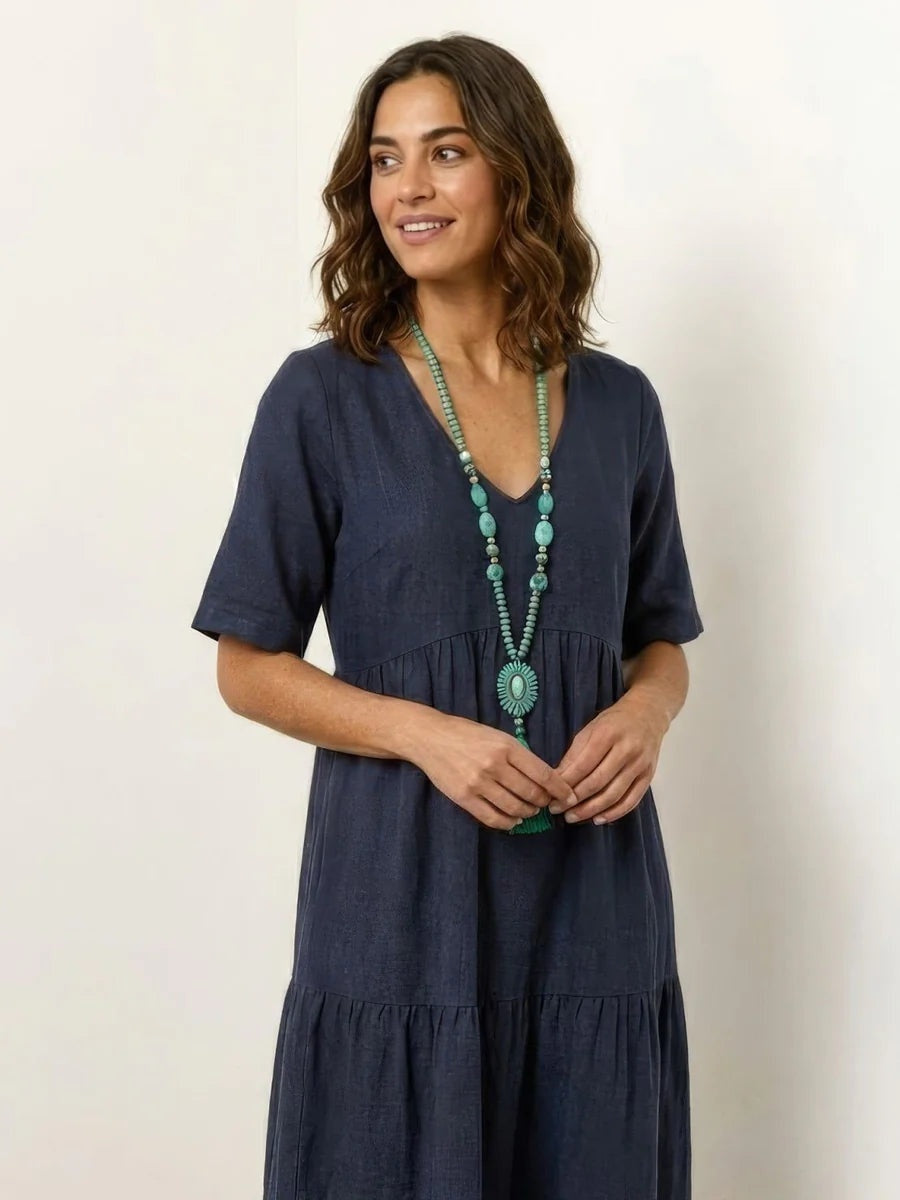 Nuvara | Esperanza | Vestido Largo de Fiesta Mujer Escote V Volantes