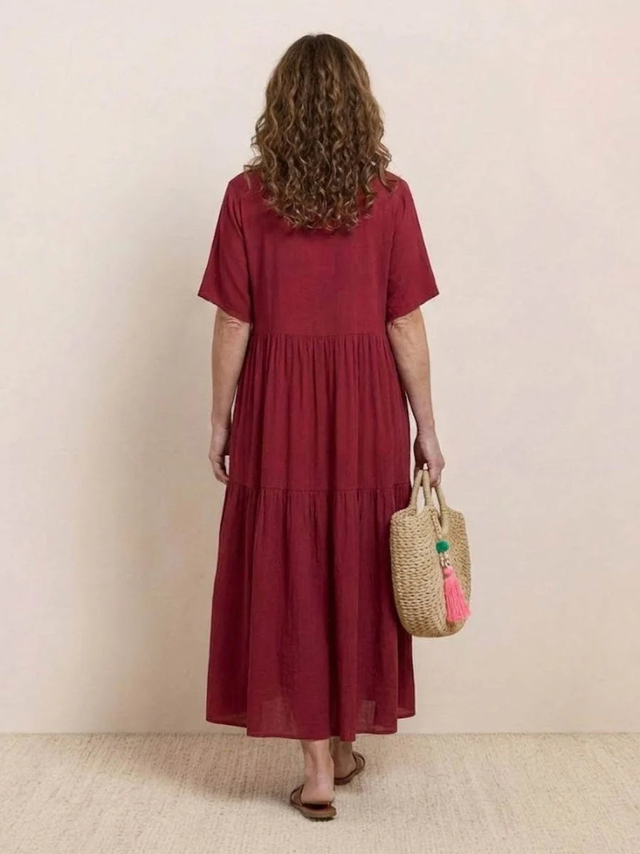 Nuvara | Esperanza | Vestido Largo de Fiesta Mujer Escote V Volantes
