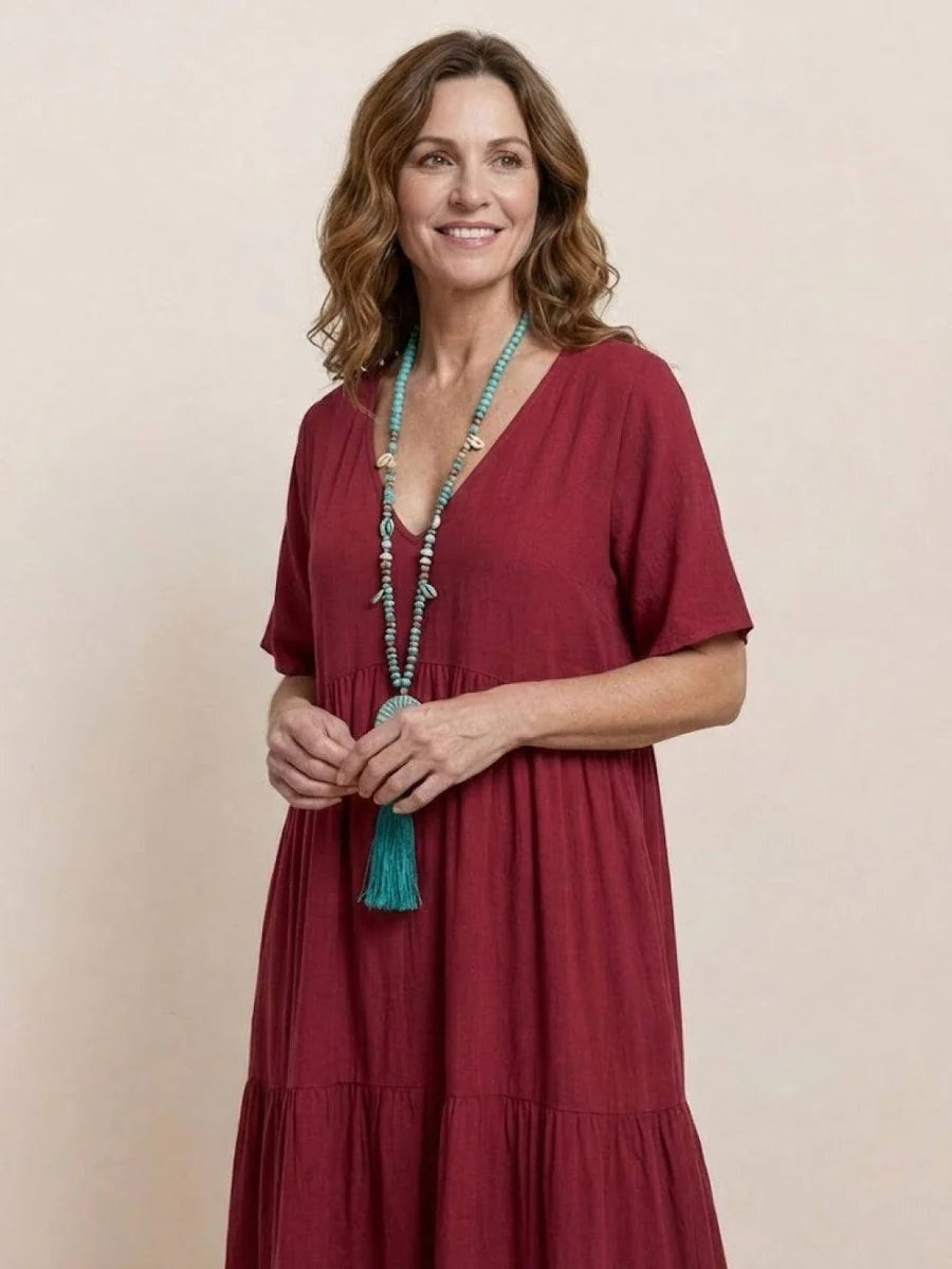 Nuvara | Esperanza | Vestido Largo de Fiesta Mujer Escote V Volantes