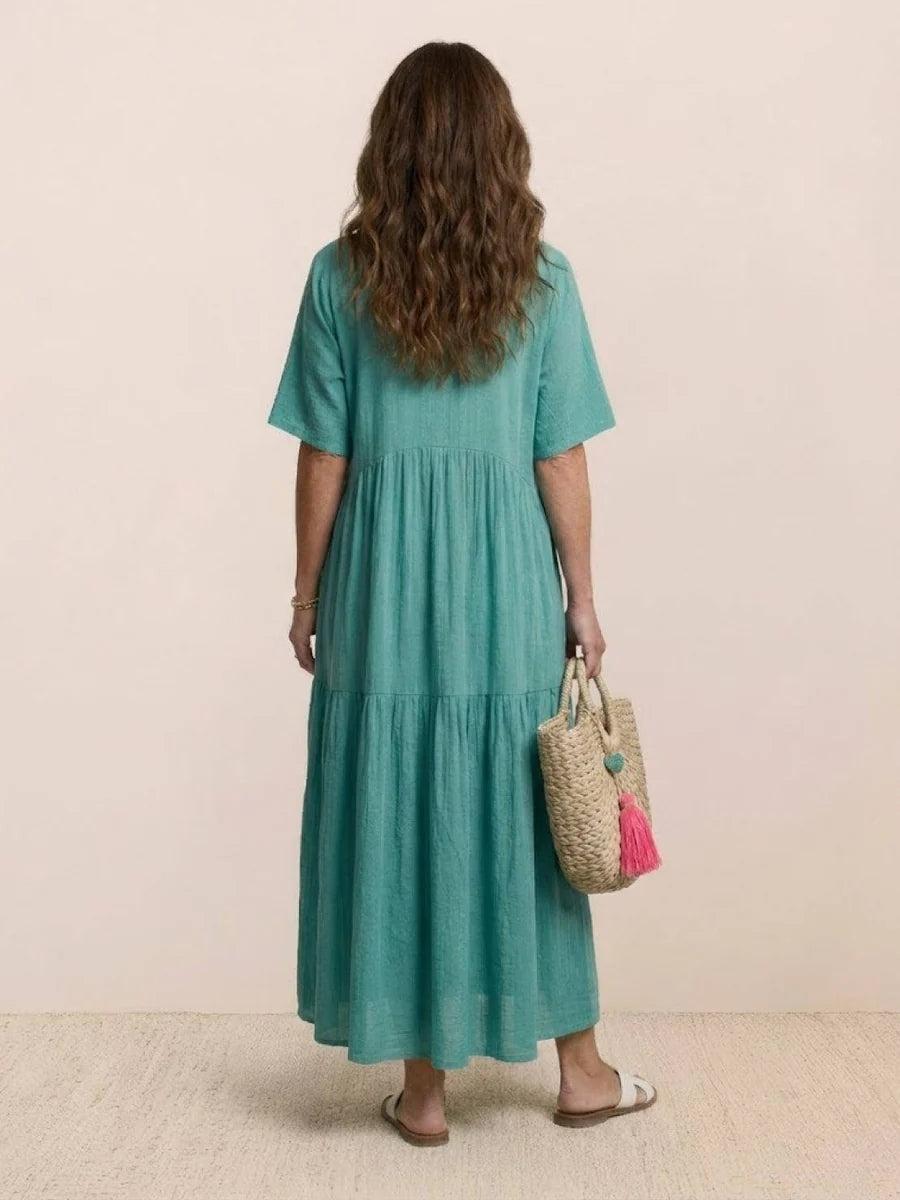 Nuvara | Esperanza | Vestido Largo de Fiesta Mujer Escote V Volantes