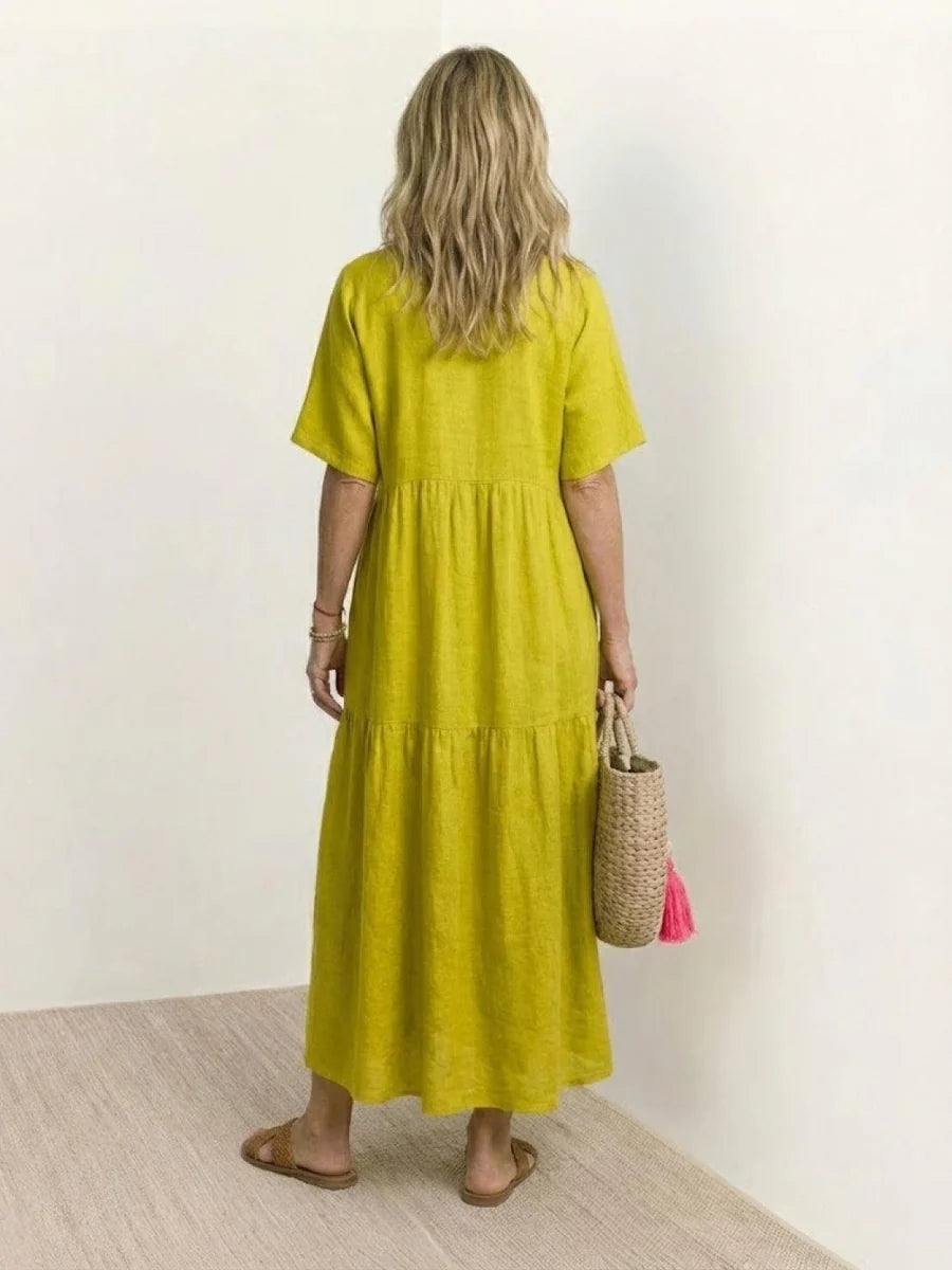 Nuvara | Esperanza | Vestido Largo de Fiesta Mujer Escote V Volantes