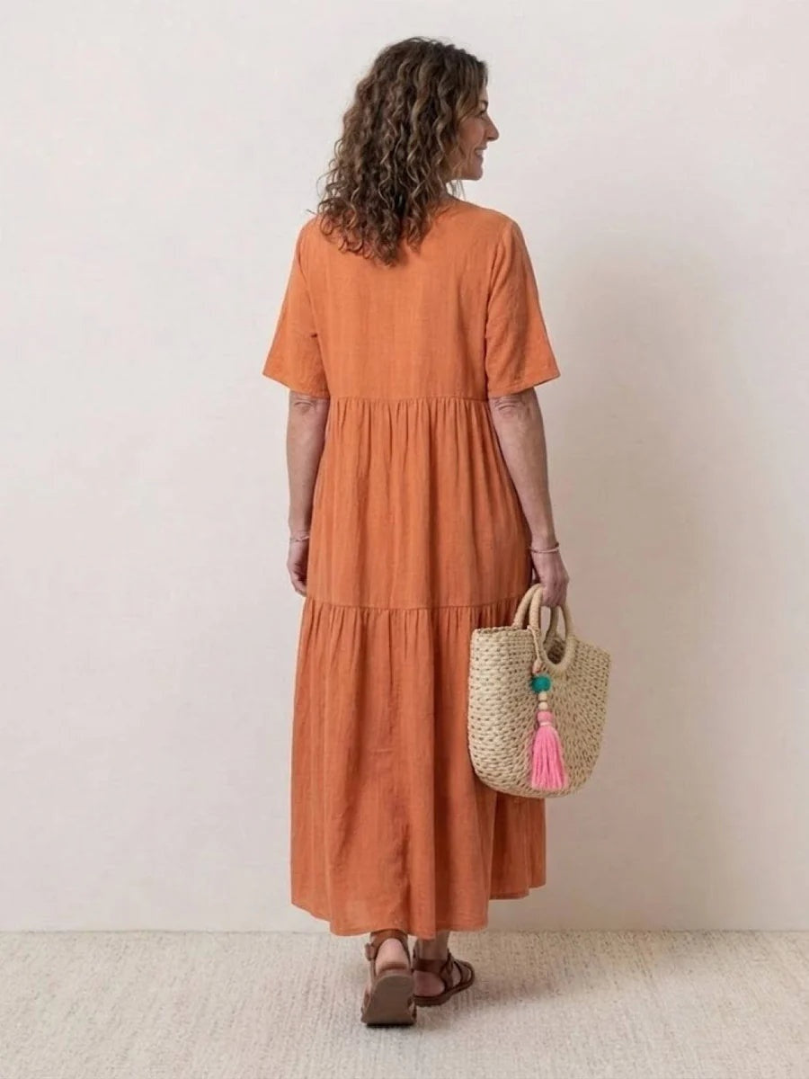 Nuvara | Esperanza | Vestido Largo de Fiesta Mujer Escote V Volantes