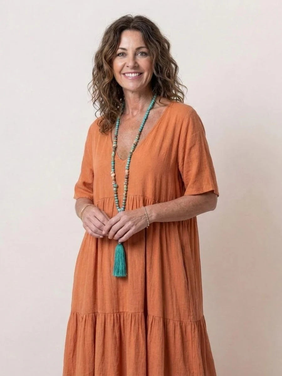 Nuvara | Esperanza | Vestido Largo de Fiesta Mujer Escote V Volantes