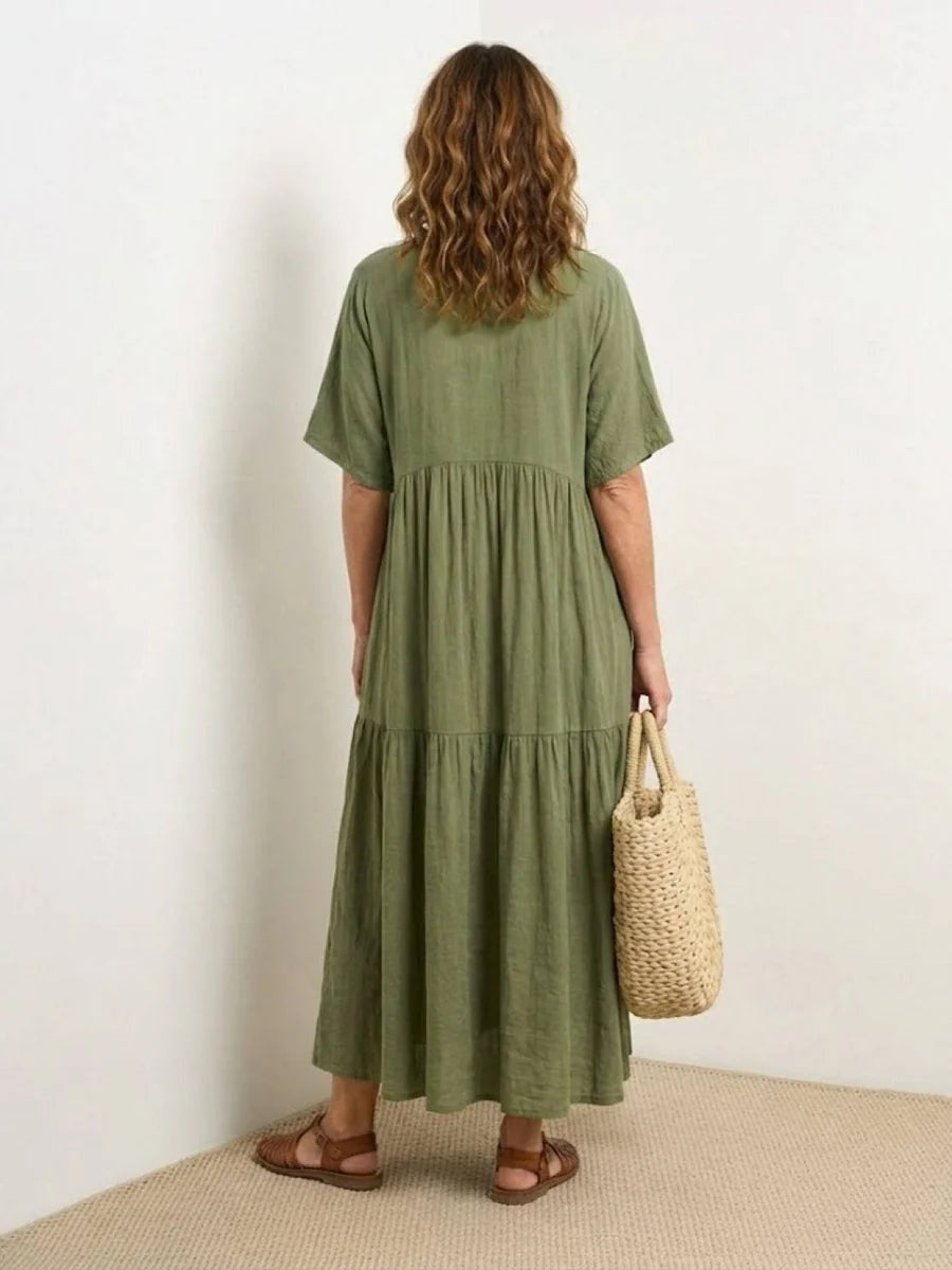 Nuvara | Esperanza | Vestido Largo de Fiesta Mujer Escote V Volantes