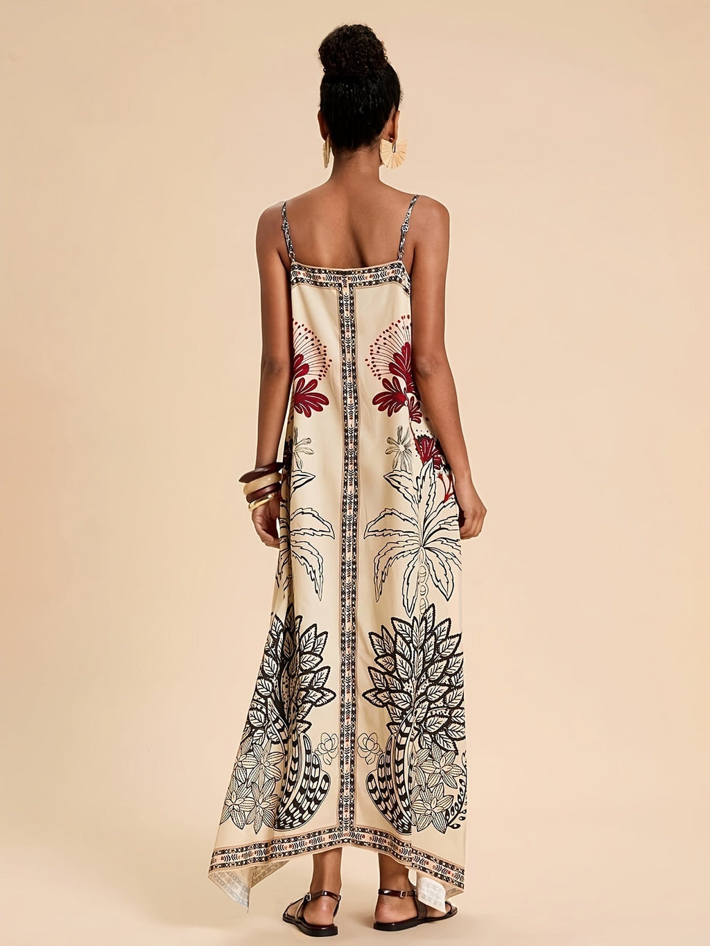Nuvara | Maite | Vestido Largo de Verano Boho Estampado Tropical Mujer Tirantes
