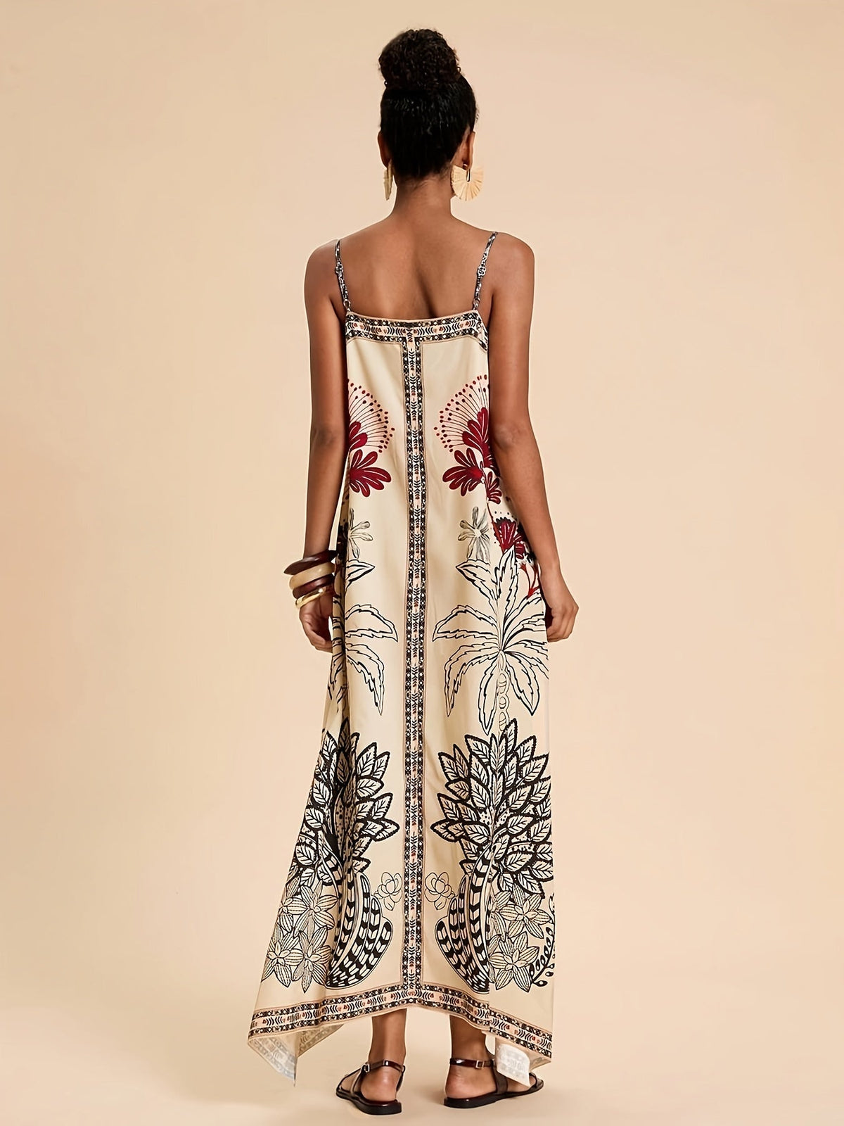 Nuvara | Maite | Vestido Largo de Verano Boho Estampado Tropical Mujer Tirantes