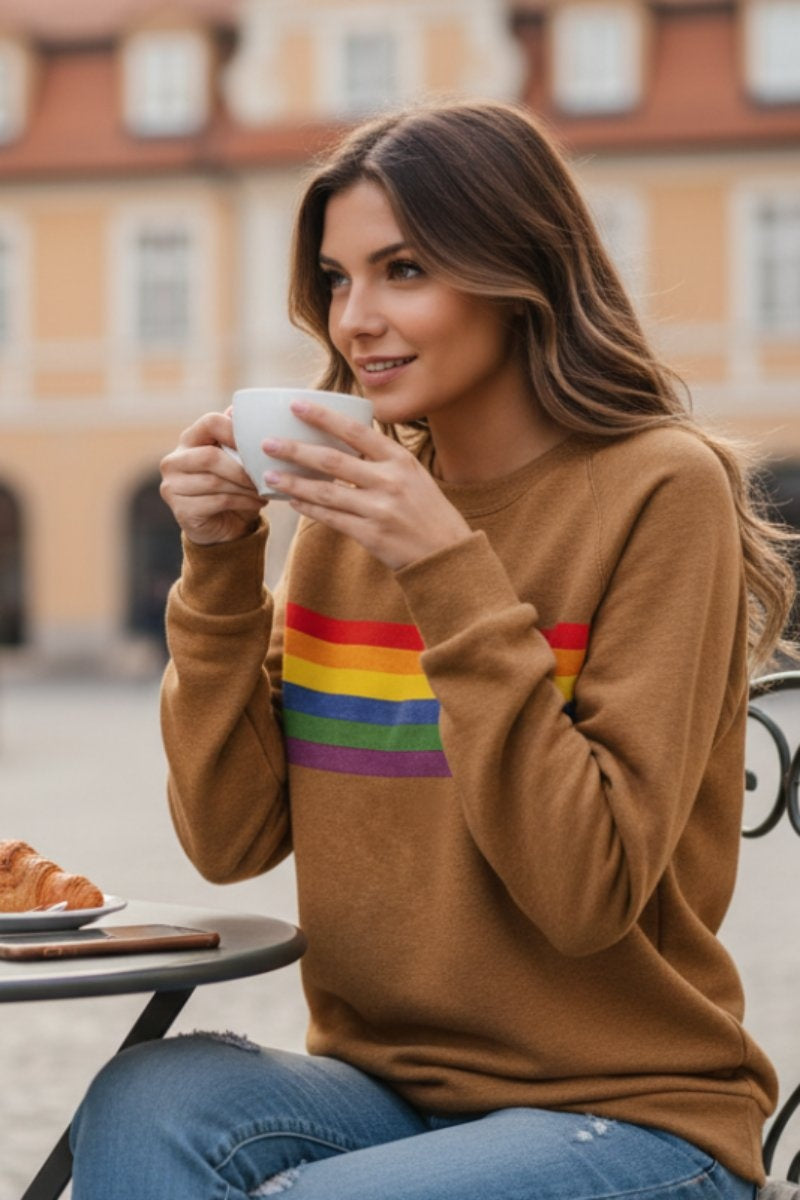 Yolanda | Sudadera Oversize Mujer Estampado Rayas Arcoíris