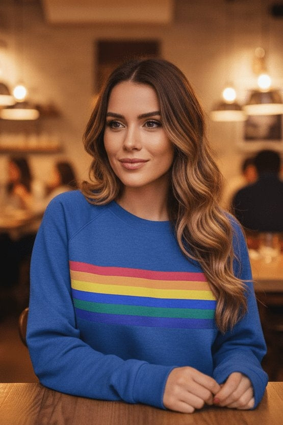 Yolanda | Sudadera Oversize Mujer Estampado Rayas Arcoíris