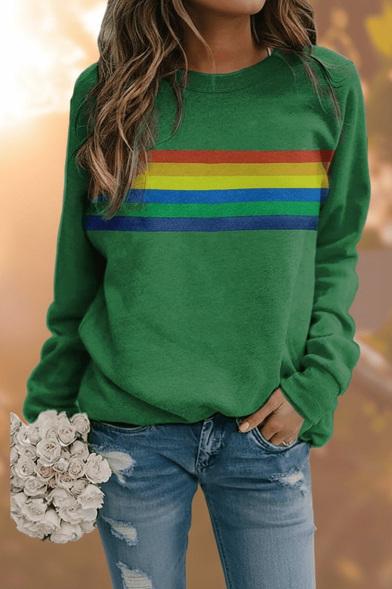Yolanda | Sudadera Oversize Mujer Estampado Rayas Arcoíris